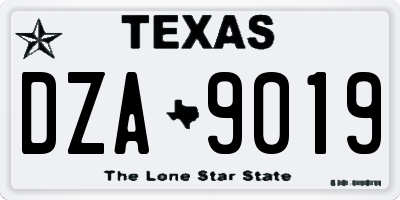 TX license plate DZA9019