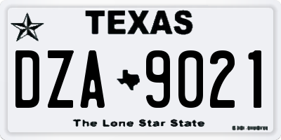 TX license plate DZA9021
