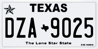 TX license plate DZA9025