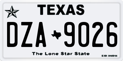 TX license plate DZA9026