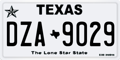 TX license plate DZA9029