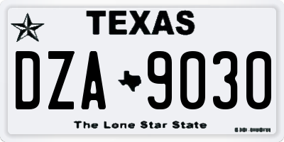TX license plate DZA9030