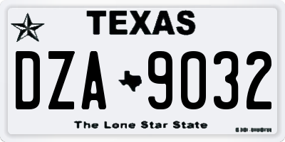 TX license plate DZA9032