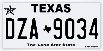 TX license plate DZA9034
