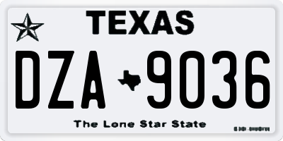 TX license plate DZA9036