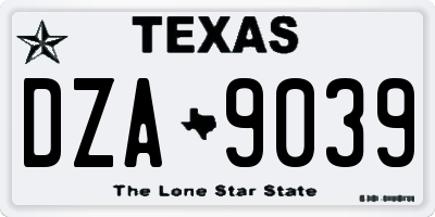TX license plate DZA9039