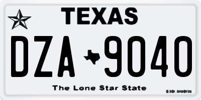 TX license plate DZA9040