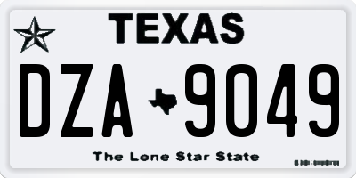 TX license plate DZA9049