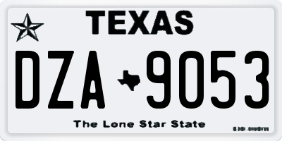 TX license plate DZA9053