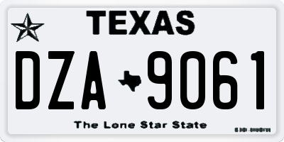 TX license plate DZA9061