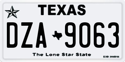 TX license plate DZA9063