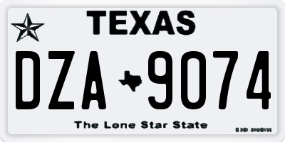 TX license plate DZA9074