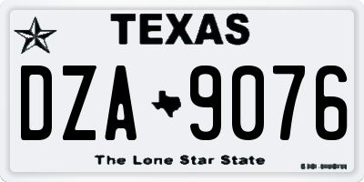 TX license plate DZA9076