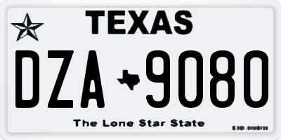 TX license plate DZA9080