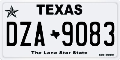 TX license plate DZA9083