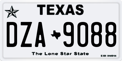 TX license plate DZA9088