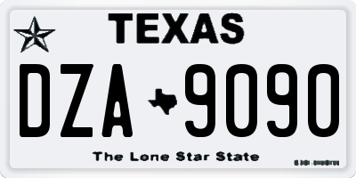 TX license plate DZA9090