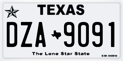 TX license plate DZA9091