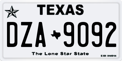 TX license plate DZA9092