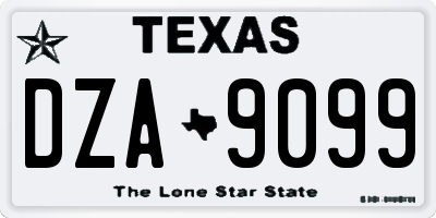 TX license plate DZA9099