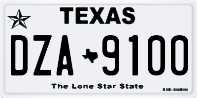 TX license plate DZA9100