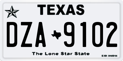 TX license plate DZA9102