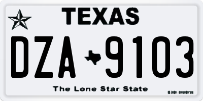TX license plate DZA9103