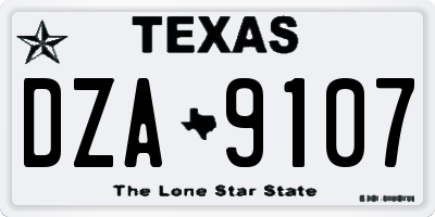 TX license plate DZA9107