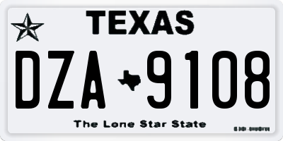 TX license plate DZA9108