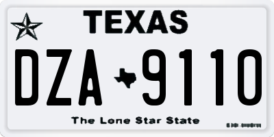 TX license plate DZA9110