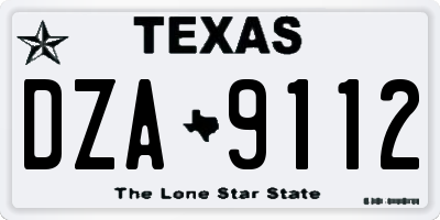 TX license plate DZA9112