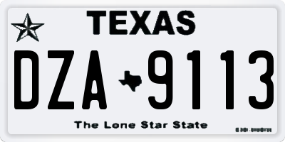 TX license plate DZA9113