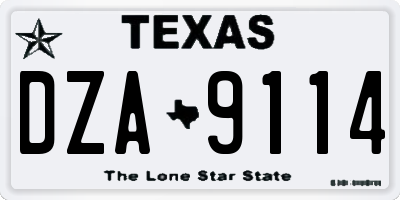 TX license plate DZA9114