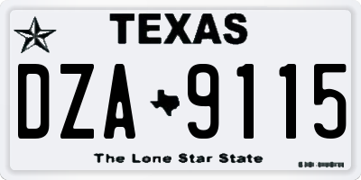 TX license plate DZA9115