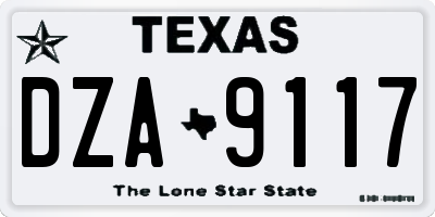 TX license plate DZA9117