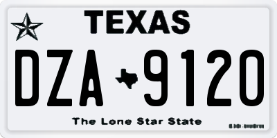 TX license plate DZA9120