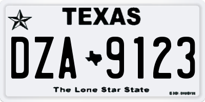 TX license plate DZA9123