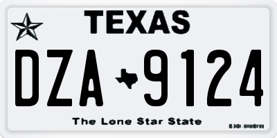 TX license plate DZA9124