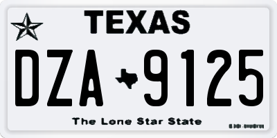TX license plate DZA9125
