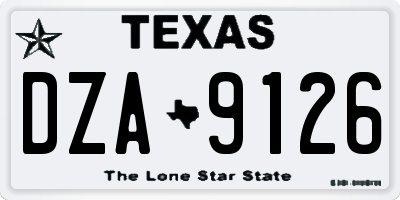 TX license plate DZA9126