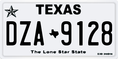 TX license plate DZA9128