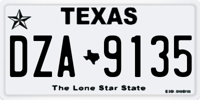 TX license plate DZA9135