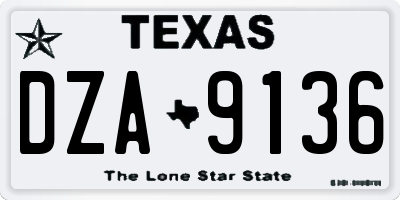 TX license plate DZA9136