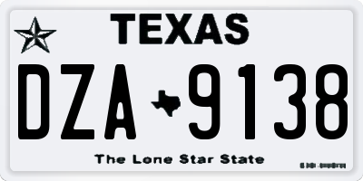 TX license plate DZA9138