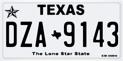 TX license plate DZA9143