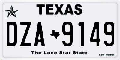 TX license plate DZA9149