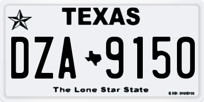 TX license plate DZA9150