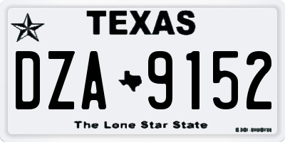 TX license plate DZA9152
