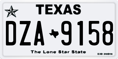 TX license plate DZA9158