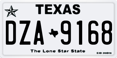 TX license plate DZA9168